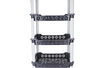 Nayasa Candy Rectangular Trolley 4 Layers | Kitchen Organizer | Stand For Kitchen | Shelf Organizer | Vegetable Basket For Onion,Potato |Vegetable Trolley With Wheels | 38 X 28 X 79 Cm | Grey