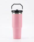 T&T Kart Stainless Steel Vacuum Insulated Tumbler With Handle & Straw | Leakproof Travel Mug For Hot & Cold Drinks | Large Capacity Reusable Cup (900Ml-Lightpink)
