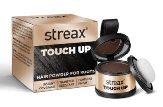 Streax Hair Root Touch Up For Grey Hair, Brown – 4Gm | Hair Cover Up Powder I Covers Grey Hair & Bald Patches | Instant Hair Colour Touch Up, Beard Touch Up For Men