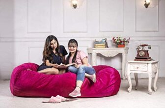 Ink Craft 6Ft Bean Bag Chair, Velvet Jumboo Size Beanbag, With Shredded Foam For Indoor Living Room, Cushion Lounger, Office & Home For Adults (Red) (6 Ft, Pink)