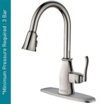 Alton Tsl18030, Single Lever Sink Mixer With 3-Flow Pull-Down Sprayer, Brushed Nickel Finish