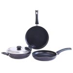 Wonderchef Platinum Plus Set Black Non-Induction Base, 3 + 1