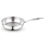 Borosil Cookfresh Tri-Ply Stainless Steel Frypan With Handle | Gas, Induction Compatible | Ss304 Food Grade Steel Frying Pan | Even Heat Distribution | Dishawasher Safe | 5 Year Warranty (2.3 L)