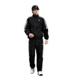 Adidas Men Training Mock Collar Long Sleeve Track Suit – Regular Fit Polyester Activewear Set Lightweight, Breathable Sportswear Track Suit For Gym, Running, Fitness, Casual For Fall Winter