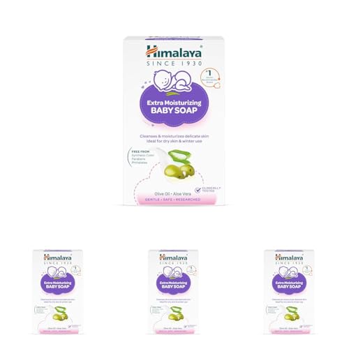Himalaya Extra Moisturizing Baby Soap For Dry Skin | B3G1-125G Helps Lock In Moisture With Aloe-Milk Moisture Complex Of Almond & Olive Oil | Clinically Tested | No. 1 Doctor Recommended Brand