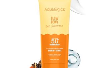 Aqualogica Glow+ Dewy Gel Sunscreen – 80 G | Spf 50+ Pa++++ | In-Vivo Tested | New-Age Filters | 12-Hour* Sun Protection | Tan Protection | For Bright & Hydrated Skin | Fragrance-Free & No White Cast | C-Hyaluron Complex™ & Papaya | Broad Spectrum Uva/B & Blue Light Protection | Lightweight | For Men & Women