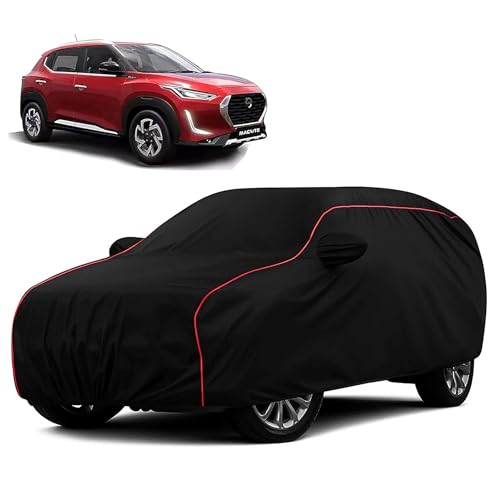 Sulfar 100% Water Resistant Car Body Cover Compatible With Mirror For Mahindra Xev 9E (Triple Stitched, Full Bottom Elastic, Blue Tafetta With Red Piping)