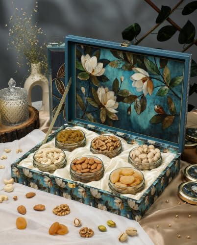 Riwaz Heritage Design Luxury Dryfruits Gift Premium Hamper | 6 Assorted Dryfruits Combo | Almonds, Cashew, Raisins, Pista, Walnuts & Khumani | Perfect For Any Occasion & Corporate Gifting (Large 1)