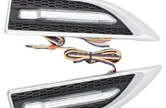 Aksmit Car Side Fender Light With 3 Colour Led Indicator Light (Silver) For Exuv300