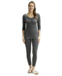 Jockey 2549 Women’S Super Combed Cotton Rich Three Quarter Sleeve Thermal Set With Staywarm Technology_Charcoal Melange_L