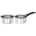 Amazon Brand – Solimo – 2 Pcs Stainless Steel Cookware Set – (Tope 18 Cm, Sauce 14 Cm) 2500 Liter, Glossy Finish (8906028137464)