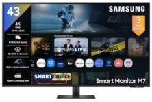 Samsung 43″(1.08M) 4K M7 Vision Ai Smart Monitor (Smartchoice) | Uhd 3840 X 2160 | Smart Tv Experience With Ai Picture & Sound|Type-C|Apple Airplay|Remote|Speakers|Wi-Fi|Bluetooth|Ls43Fm700Uwxxl|Black