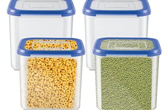 Milton Stacko 360° Plastic Storage Container (8) Set Of 4, 4.13 Litres Each, Blue | Storage Jar | Air Tight | Kitchen Organiser | Container Set | Refrigerator Safe | Bpa Free | Stackable | Modular