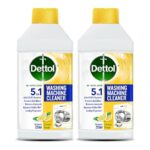 Dettol 5 In 1 Washing Machine Cleaner & Descaling Liquid For Top Load And Front Load| Lemon 250Ml | Removes Limescale, Dirt And Bad Odour | Kills 99.9%* Bacteria | Pack Of 2