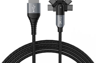 Boat 2-In-1 Cable 3 A 1.5 M Micro-Axis(Compatible With Mobile, Laptop, Tablet, Black, Grey, Usb Type A To Usb Type C)