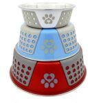 Premiumav Holy Paws Hermosa Stainless Steel Dog Bowl 300 Ml S Size For Dogs, Cats & Kittens – Durable Paw Print Non-Slip Pet Feeding Dish 1 Pc