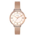 Timex Rose Gold Round Dial Analog Women’S Watch – Twel22402
