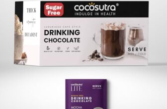 Cocosutra Sugar Free Drinking Chocolate Mix | Mocha | 20 Single-Serve Sachets (20G Each) | Low Carb, Low Calorie | Stevia & Erythritol Sweetened | 400G