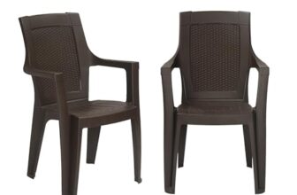 Nilkamal Mystique Plastic Chair With Armrest | Set Of 2 | 3 Year Warranty | Heavy Duty Chair For Home, Living Room, Dining Room, Bedroom & Office | Stackable Polypropylene |Outdoor & Garden Use | Srb