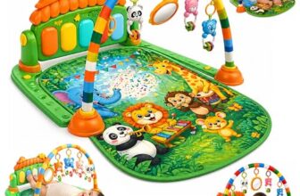 Lifelong Jungle Piano Playgym | Musical Mat With Lights, Hanging Toys| Soft Tummy Time, Crawling Play Mat, Motor Skills Development| Kick & Play Piano Fitness Rack (0–24 Months, 6 Month Warranty)