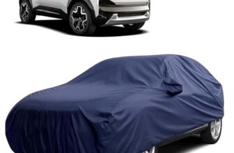 Sulfar 100% Water Resistant Car Body Cover Compatible With Mirror For Tata Sierra (Triple Stitched, Full Bottom Elastic, Navy Blue)
