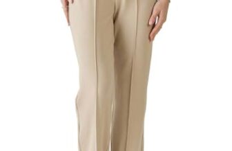 Kotty Womens Solid Polyester Blend Best Beige Straight Fit Trousers (Beige,26)