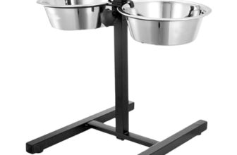 Pets Empire Elevated Dog Bowl |Raised Dog Food Bowl Stand | Non-Slip Pet Feeder Stand Adjusts To Heights | Dog Feeding Station With 2 Stainless Steel Removable Dog Bowls | Large (2 X 2800 Ml)