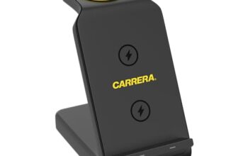 Carrera 22.5W Magnetic 3 In 1 Wireless Charger Stand Cwc-234, 15W Fast Charging For Phone, 5W For Earbud, 2.5W For Watch, Type C Cable Included, Multi-Device Compatible