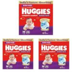 Huggies Complete Comfort Wonder Pants | Pant Style Baby Diapers Medium Size (M), 228 Count | India’S Fastest Absorbing Diaper, Prevents Diaper Rash, Ideal For 7 To 12 Kgs (76 Count, Pack Of 9)