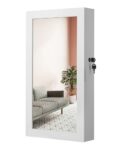 Songmics Ujjc51Wt Lockable Jewelry Cabinet Armoire With Mirror, Wall-Mounted Space Saving Jewelry Storage Organizer, White