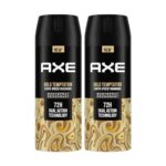 Axe Gold Temptation Long Lasting Deodorant Bodyspray For Men 150 Ml, Pack Of 2