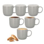 Treo By Milton Cove Ceramic Mug 200 Ml I Microwave, Dishwasher Safe I 100% Food Grade I Stain, Odor Resistant I Coffee Mug, Tea Cup I Ideal For Daily Use, Gifting, Set Of 6, Grey