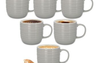 Treo By Milton Cove Ceramic Mug 200 Ml I Microwave, Dishwasher Safe I 100% Food Grade I Stain, Odor Resistant I Coffee Mug, Tea Cup I Ideal For Daily Use, Gifting, Set Of 6, Grey