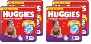 Huggies Complete Comfort Wonder Pants | Pant Style Baby Diapers S Size, 112 Count | India’S Fastest Absorbing Diaper, Patented Dry Xpert Channel, Ideal For 4 To 8 Kgs (Pack Of 2)