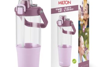 Milton Summit 1200 2-In-1 Sip Or Gulp Lid Tumbler 1200 Ml | Plastic Water Bottle With Sturdy Handle & Straw | Leak-Proof, Bpa-Free | Perfect For Office, Gym, Travel Tumbler For Men And Women, Violet